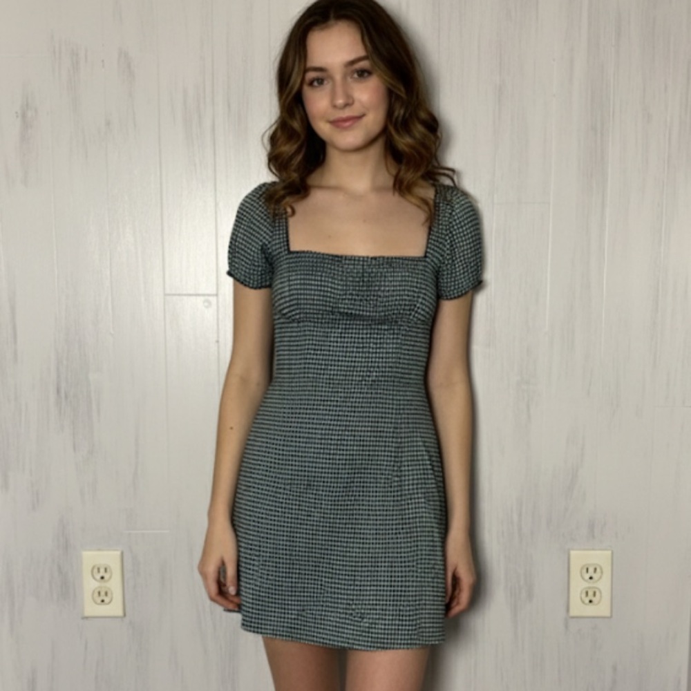 Capulet Green and‎ White Gingham Milkmaid Mini Dress Size S